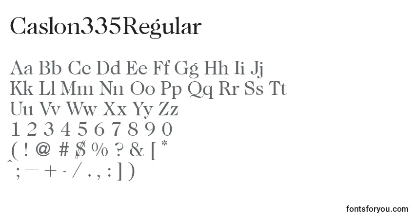 Czcionka Caslon335Regular – alfabet, cyfry, specjalne znaki