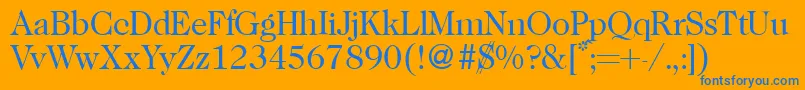 Caslon335Regular-Schriftart – Blaue Schriften auf orangefarbenem Hintergrund