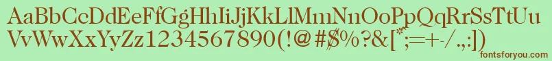 フォントCaslon335Regular – 緑の背景に茶色のフォント