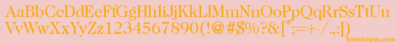 Caslon335Regular-fontti – oranssit fontit vaaleanpunaisella taustalla