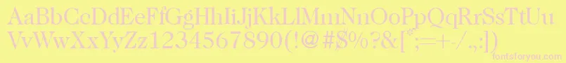 Caslon335Regular-fontti – vaaleanpunaiset fontit keltaisella taustalla
