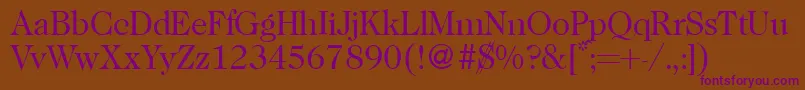 Czcionka Caslon335Regular – fioletowe czcionki na brązowym tle