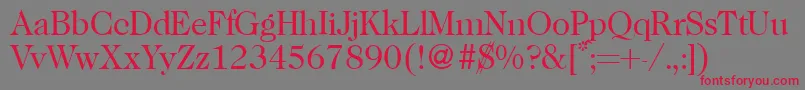 Caslon335Regular-fontti – punaiset fontit harmaalla taustalla