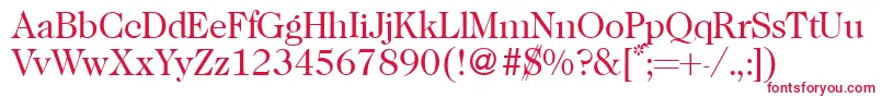 フォントCaslon335Regular – 白い背景に赤い文字