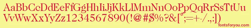 Czcionka Caslon335Regular – czerwone czcionki na żółtym tle
