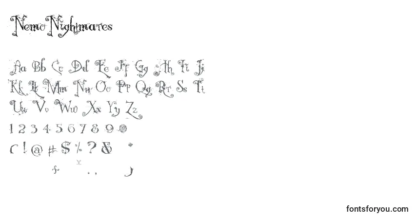 Czcionka NemoNightmares – alfabet, cyfry, specjalne znaki