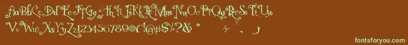 NemoNightmares-fontti – vihreät fontit ruskealla taustalla