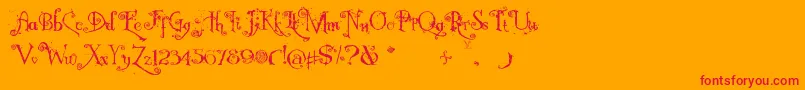 NemoNightmares-Schriftart – Rote Schriften auf orangefarbenem Hintergrund