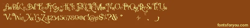 NemoNightmares-fontti – keltaiset fontit ruskealla taustalla