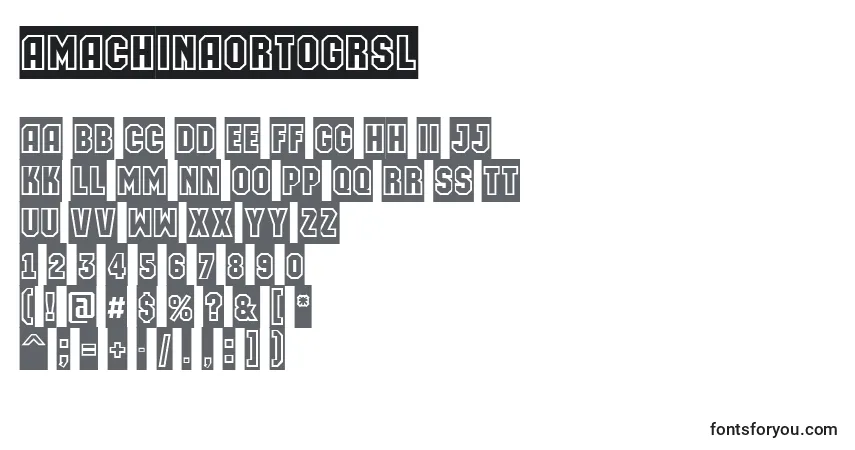 Czcionka AMachinaortogrsl – alfabet, cyfry, specjalne znaki