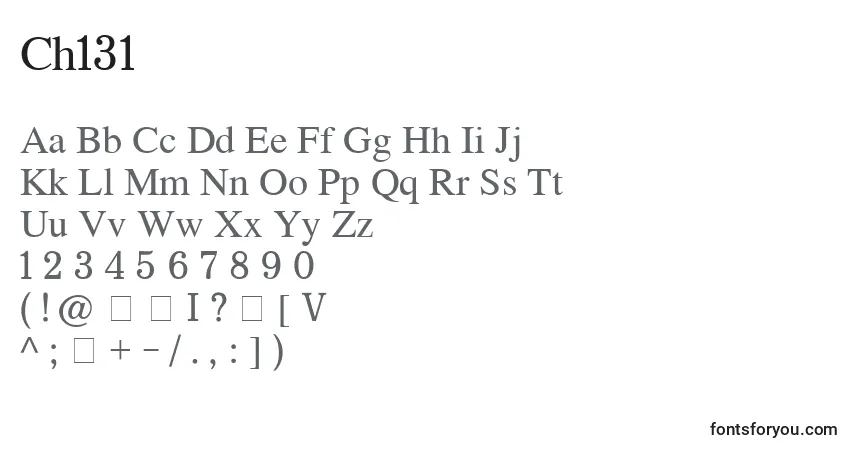 A fonte Ch131 – alfabeto, números, caracteres especiais