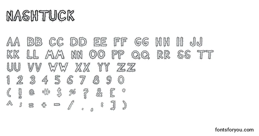 Schriftart Nashtuck – Alphabet, Zahlen, spezielle Symbole