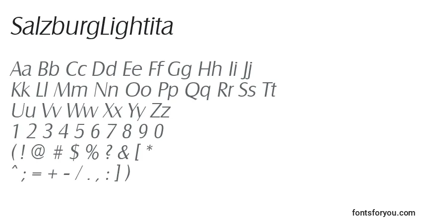 Fuente SalzburgLightita - alfabeto, números, caracteres especiales