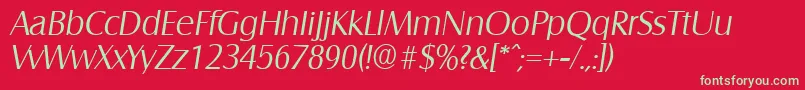 SalzburgLightita Font – Green Fonts on Red Background