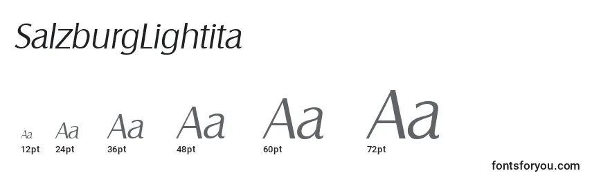 Размеры шрифта SalzburgLightita