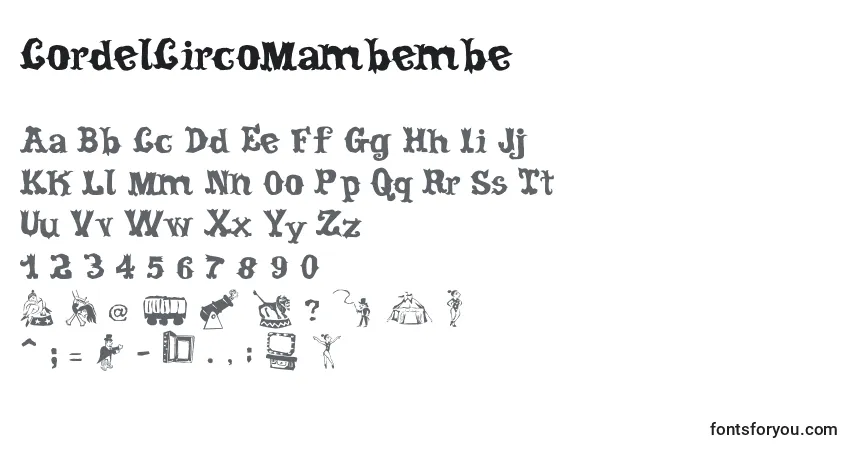 Czcionka CordelCircoMambembe – alfabet, cyfry, specjalne znaki