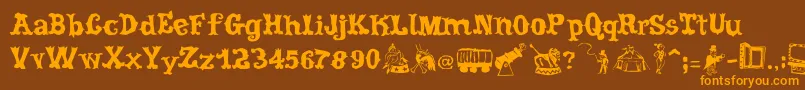 fuente CordelCircoMambembe – Fuentes Naranjas Sobre Fondo Marrón