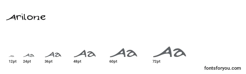 Размеры шрифта Arilone