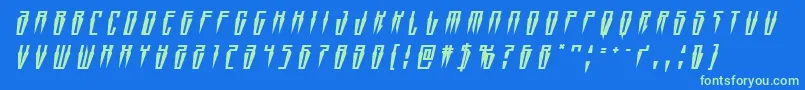 Swordtoothtitleital Font – Green Fonts on Blue Background