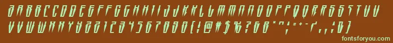 Weitere Informationen zur Swordtoothtitleital-Schriftart Swordtoothtitleital-Schriftart – Grüne Schriften auf braunem Hintergrund