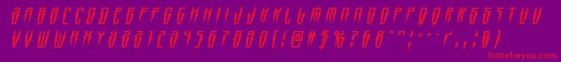 Swordtoothtitleital-Schriftart – Rote Schriften auf violettem Hintergrund