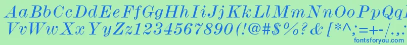 フォントModernmtWideItalic – 青い文字は緑の背景です。