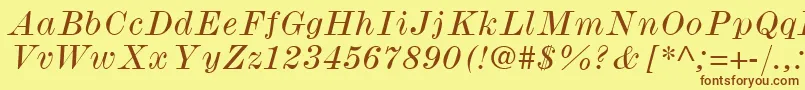 ModernmtWideItalic Font – Brown Fonts on Yellow Background