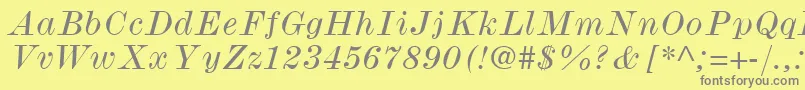 Czcionka ModernmtWideItalic – szare czcionki na żółtym tle