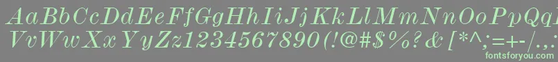 ModernmtWideItalic-Schriftart – Grüne Schriften auf grauem Hintergrund