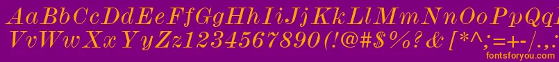 ModernmtWideItalic-fontti – oranssit fontit violetilla taustalla