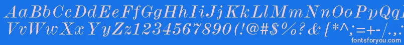 Fonte ModernmtWideItalic – fontes rosa em um fundo azul