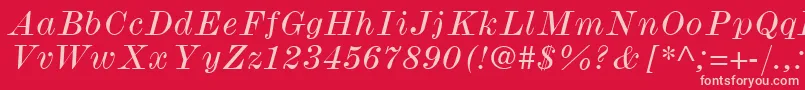 Fonte ModernmtWideItalic – fontes rosa em um fundo vermelho