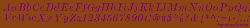 Czcionka ModernmtWideItalic – fioletowe czcionki na brązowym tle