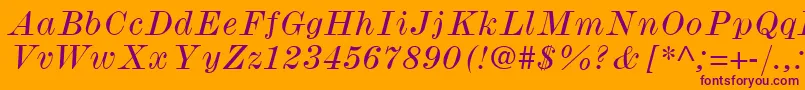 ModernmtWideItalic Font – Purple Fonts on Orange Background