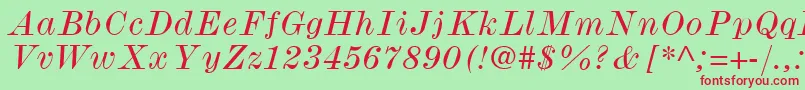 ModernmtWideItalic Font – Red Fonts on Green Background