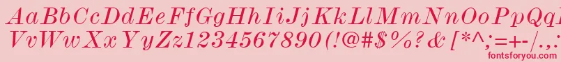 Fonte ModernmtWideItalic – fontes vermelhas em um fundo rosa