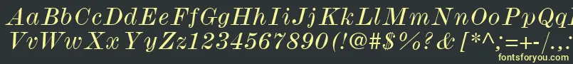 ModernmtWideItalic Font – Yellow Fonts on Black Background