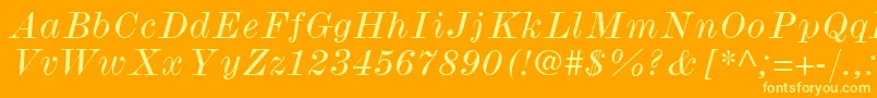 Шрифт ModernmtWideItalic – жёлтые шрифты на оранжевом фоне