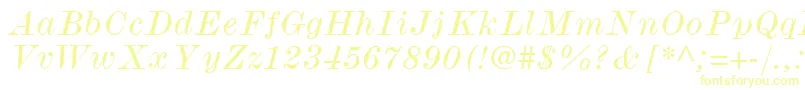 Fonte ModernmtWideItalic – fontes amarelas em um fundo branco