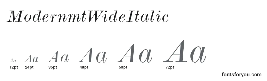 Размеры шрифта ModernmtWideItalic