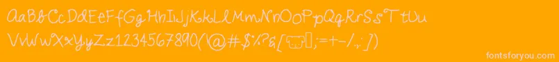 Doodles-Schriftart – Rosa Schriften auf orangefarbenem Hintergrund