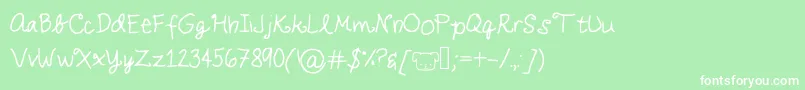 Czcionka Doodles – białe czcionki na zielonym tle