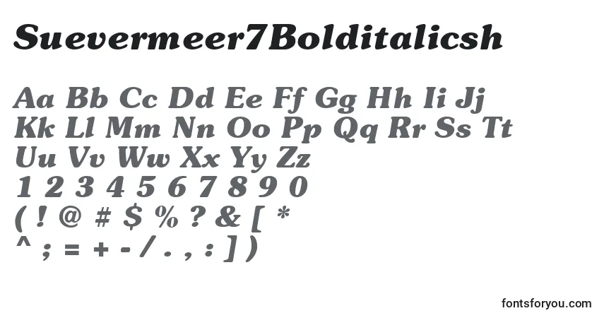 Шрифт Suevermeer7Bolditalicsh – алфавит, цифры, специальные символы