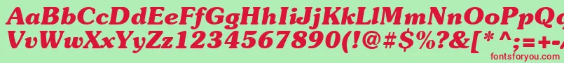 Suevermeer7Bolditalicsh-Schriftart – Rote Schriften auf grünem Hintergrund