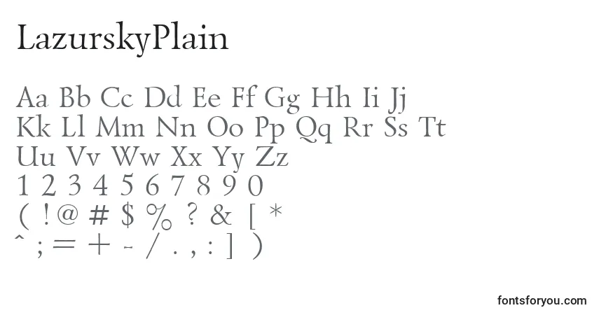 Schriftart LazurskyPlain – Alphabet, Zahlen, spezielle Symbole
