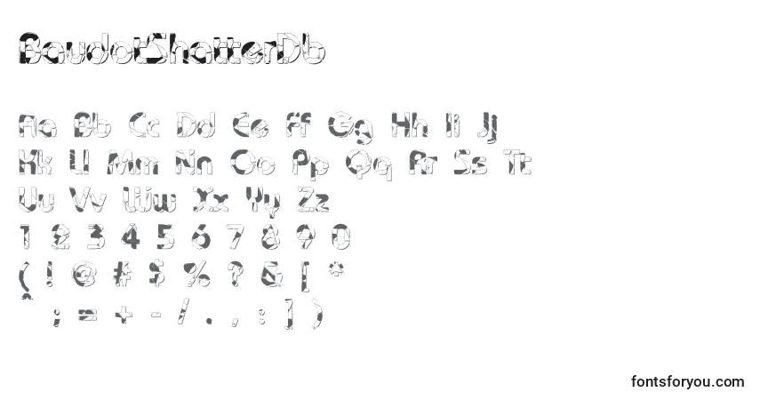 Schriftart BaudotShatterDb – Alphabet, Zahlen, spezielle Symbole