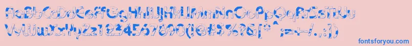 BaudotShatterDb-Schriftart – Blaue Schriften auf rosa Hintergrund