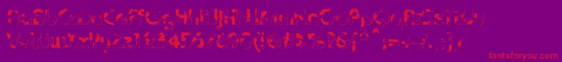 BaudotShatterDb-Schriftart – Rote Schriften auf violettem Hintergrund