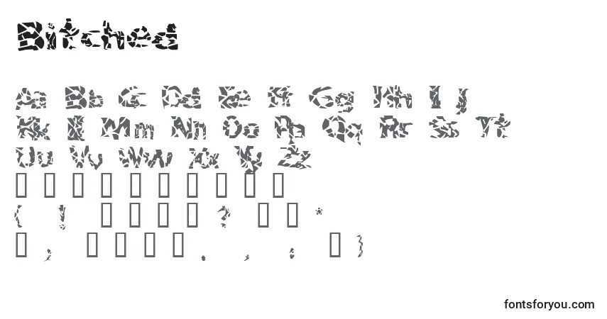 Schriftart Bitched – Alphabet, Zahlen, spezielle Symbole