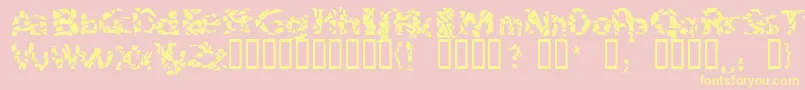 Bitched-Schriftart – Gelbe Schriften auf rosa Hintergrund